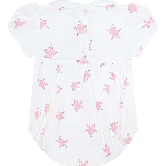 Pink Stars Print Smocked Bubble - Rompers - 2
