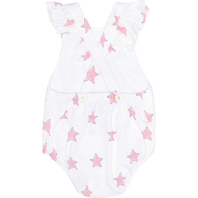 Pink Stars Print Ruffle Bubble - Rompers - 2