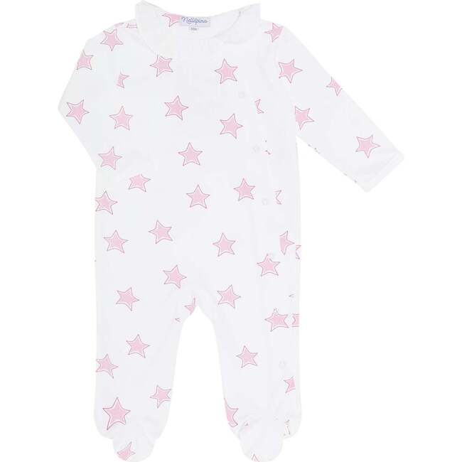 Pink Stars Print Crossover Footie