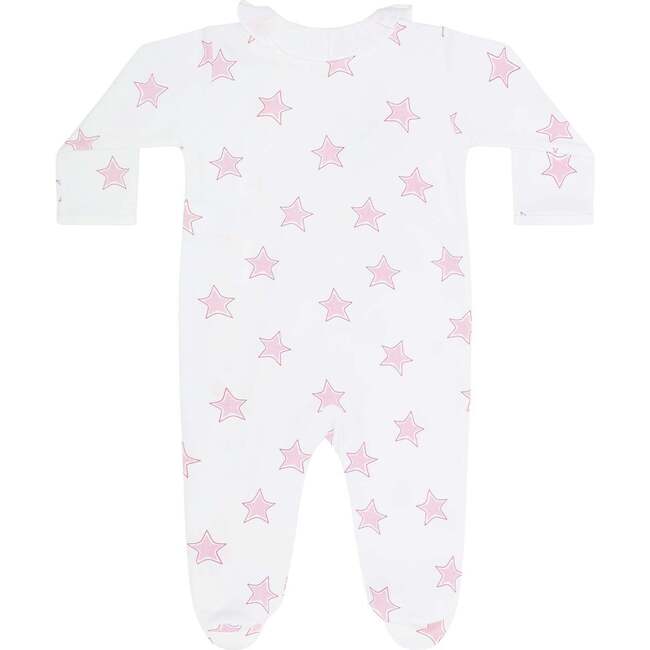Pink Stars Print Crossover Footie - Footie Pajamas - 2