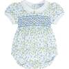 Blue Vines Print Smocked Bubble - Rompers - 1 - thumbnail