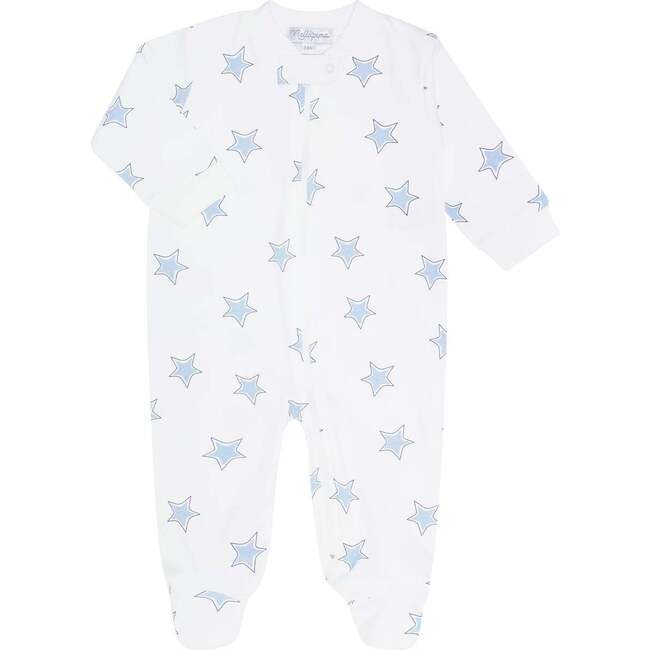 Blue Stars Print Zipper Footie
