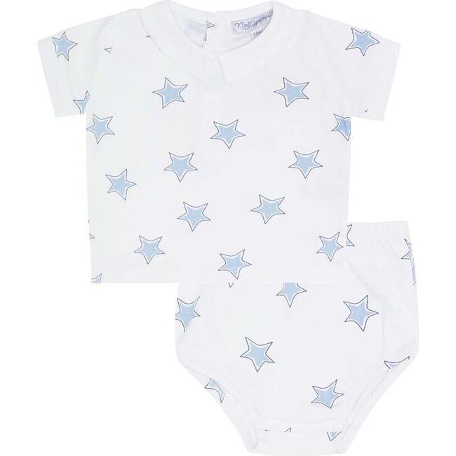 Blue Stars Print Diaper Cover Set