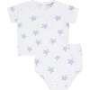Blue Stars Print Diaper Cover Set - Mixed Apparel Set - 2