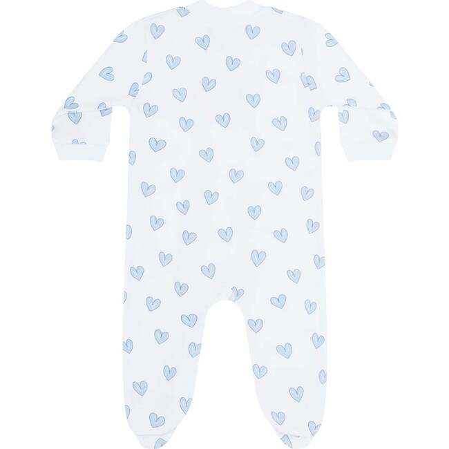 Blue Heart Print Zipper Footie - Footie Pajamas - 2