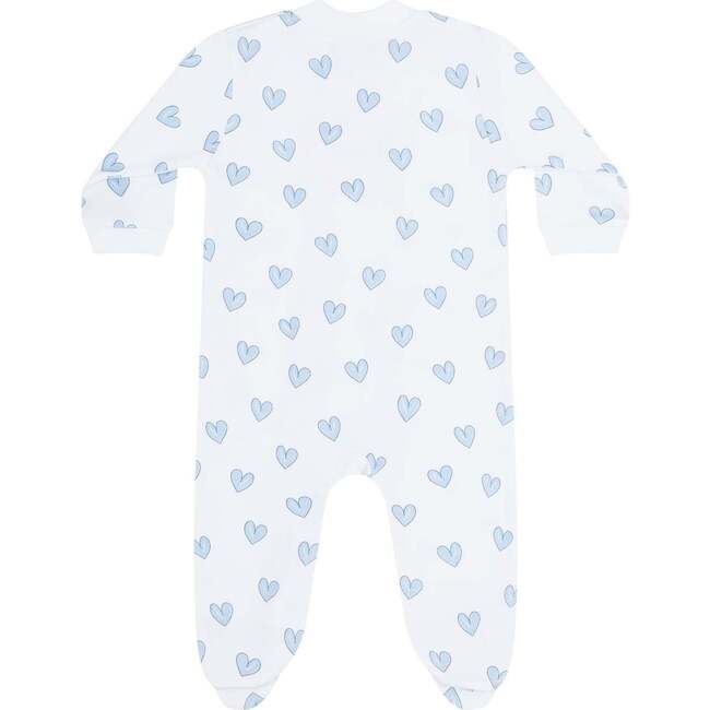 Blue Heart Print Zipper Footie - Footie Pajamas - 3