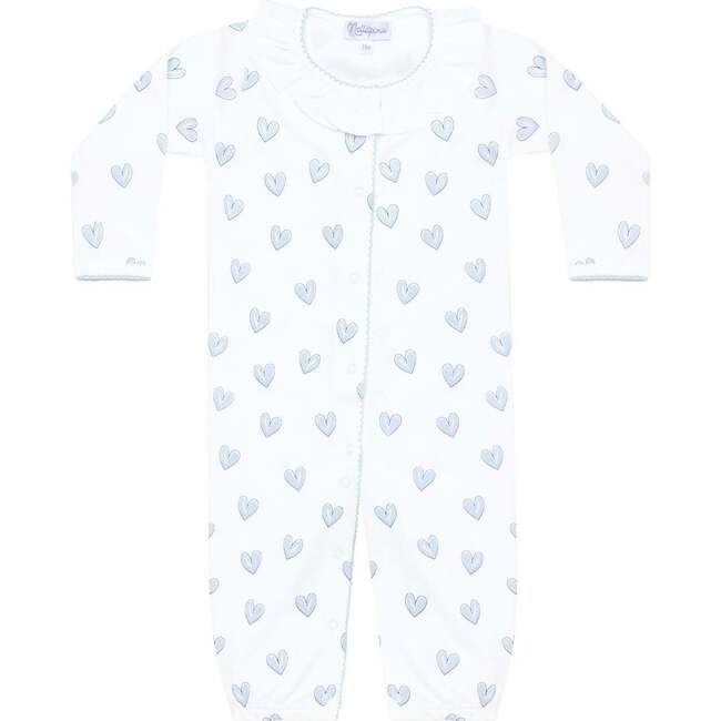 Blue Heart Print Converter Gown - Nightgowns - 2