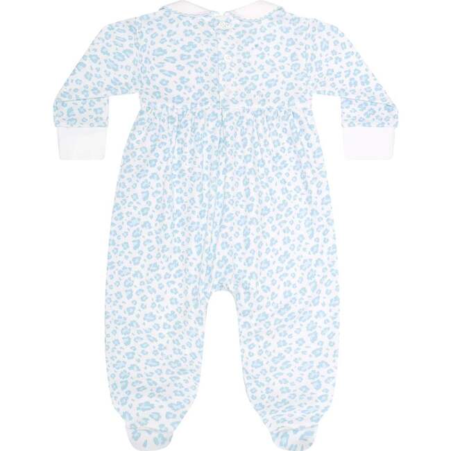 Blue Cheetah Print Smocked Footie - Footie Pajamas - 2
