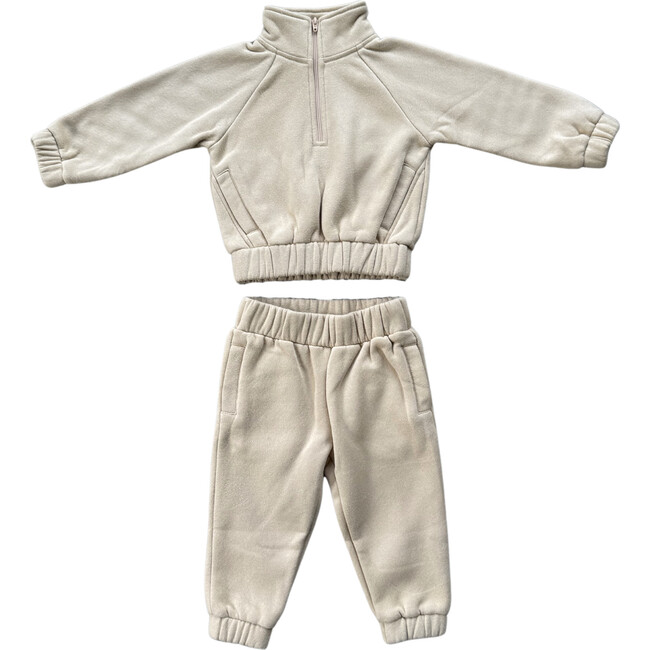 Fleece Zip Set Beige