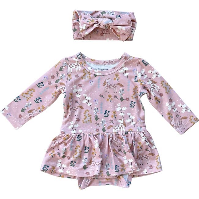 Girl's Bodysuit Dress Set Unicorn