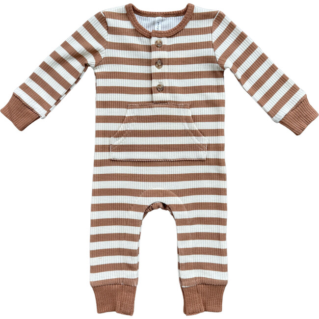 Waffle Romper Caramel Stripe