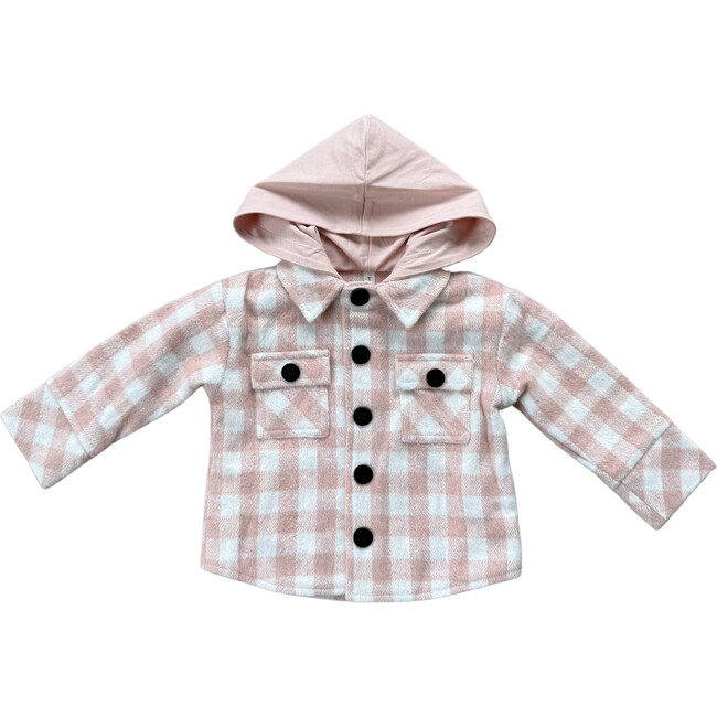 Hooded Shacket Misty Rose Plaid