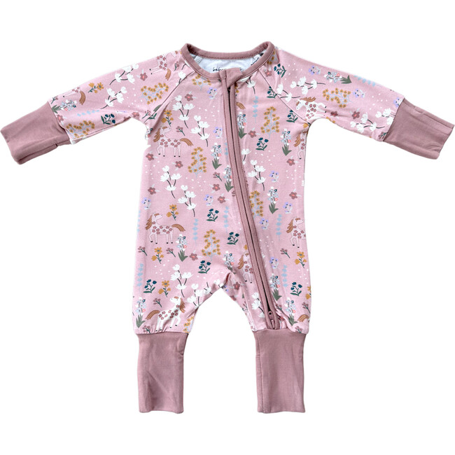 Long Sleeve Zip Romper Unicorn