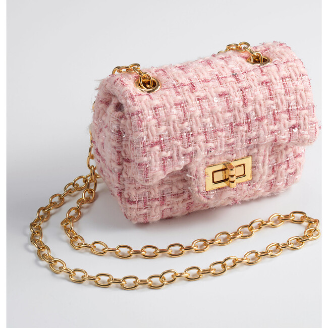 Tweed Cross Body Bag, Pink