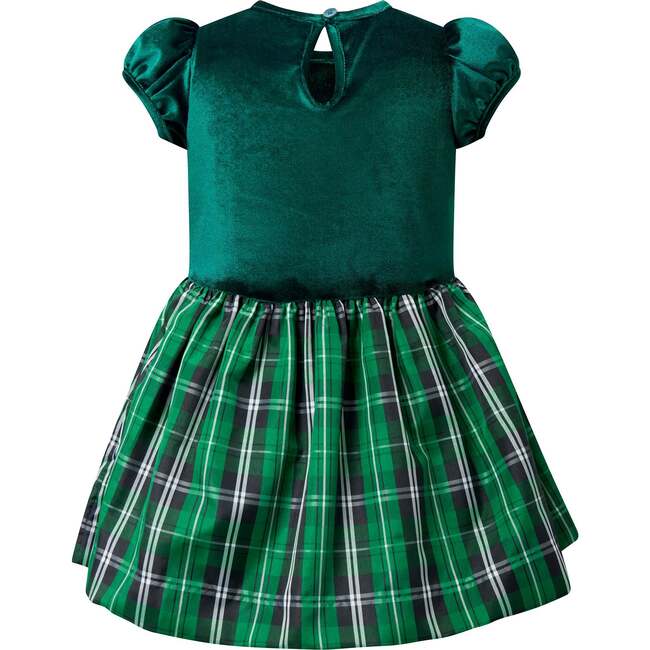 Velvet Check Party Dress, Green