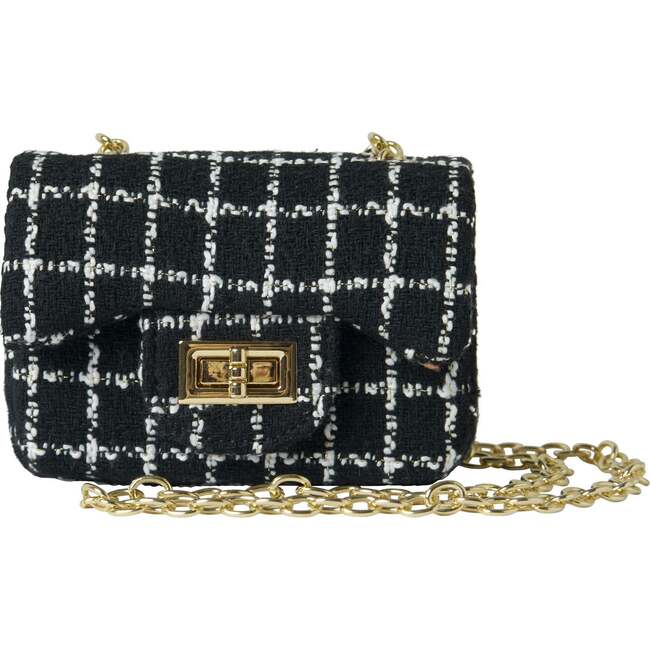 Tweed Cross Body Bag, Black