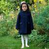 Velvet Trim Dress Coat, Navy - Coats - 3