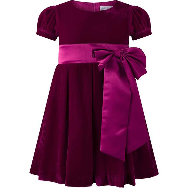 Velvet Bow Dress, Fuschia