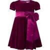 Velvet Bow Dress, Fuschia - Dresses - 1 - thumbnail