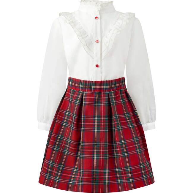 Tartan Skirt and Blouse Set, Red