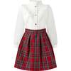 Tartan Skirt and Blouse Set, Red - Mixed Apparel Set - 1 - thumbnail