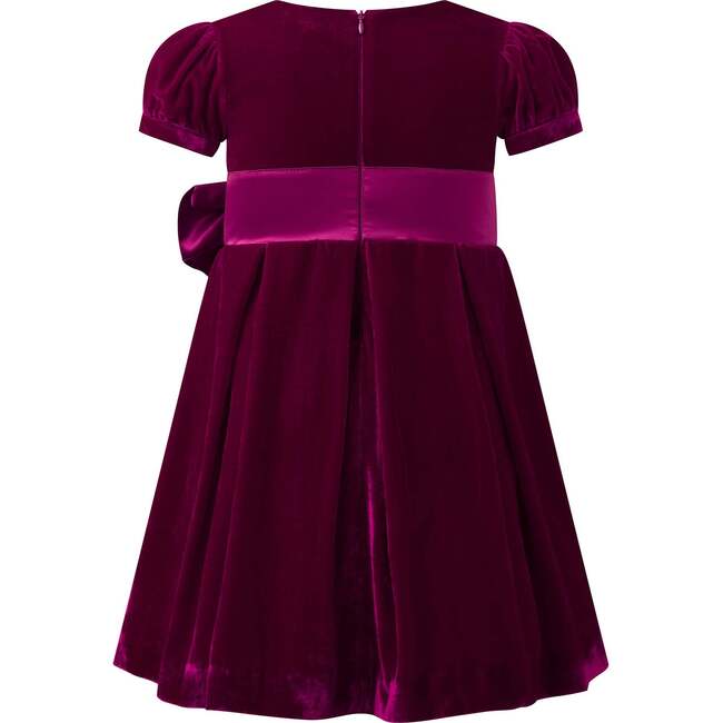 Velvet Bow Dress, Fuschia - Dresses - 2