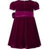 Velvet Bow Dress, Fuschia - Dresses - 2