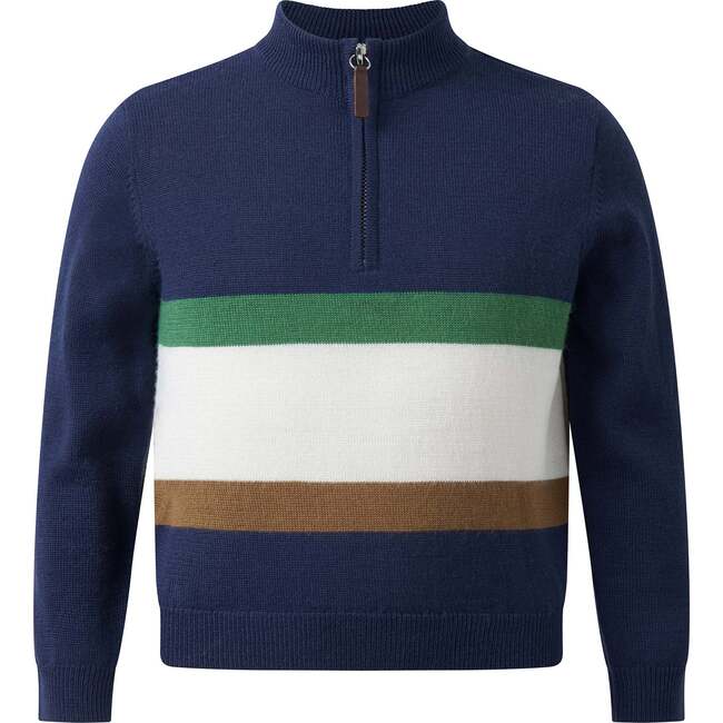 Stripe Half-zip Sweater, Navy