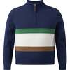 Stripe Half-zip Sweater, Navy - Sweaters - 1 - thumbnail