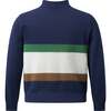 Stripe Half-zip Sweater, Navy - Sweaters - 2
