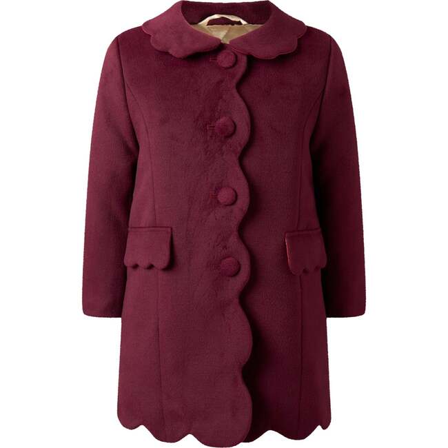 Scalloped Dress Coat, Burgundy