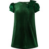 Satin Bow Velvet Dress, Green - Dresses - 1 - thumbnail