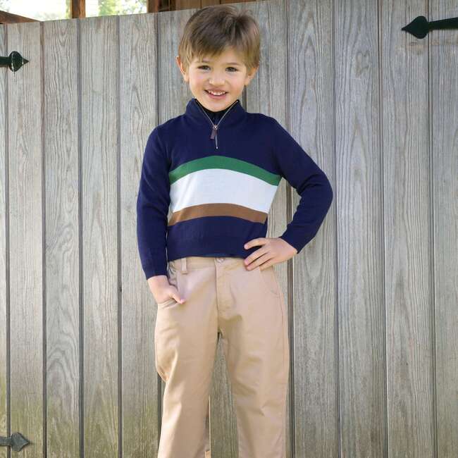 Stripe Half-zip Sweater, Navy - Sweaters - 3