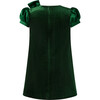 Satin Bow Velvet Dress, Green - Dresses - 2
