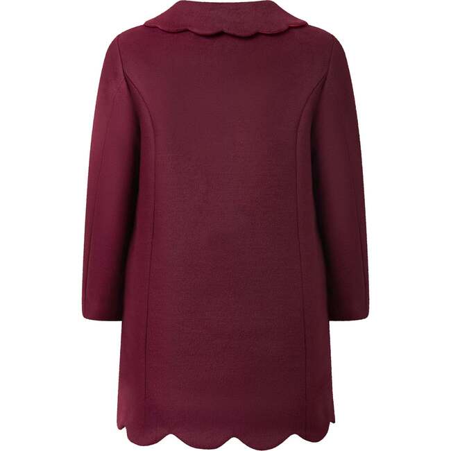 Scalloped Dress Coat, Burgundy - Coats - 2