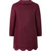 Scalloped Dress Coat, Burgundy - Coats - 2