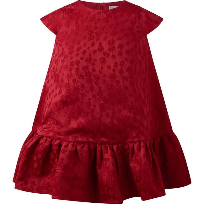 Petal Damask Drop Hem Dress, Red