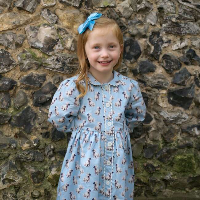 Puppy Button-Front Dress, Blue - Dresses - 3
