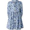 Long Sleeve Floral Button-Front Dress, Blue - Dresses - 1 - thumbnail
