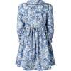 Long Sleeve Floral Button-Front Dress, Blue - Dresses - 2