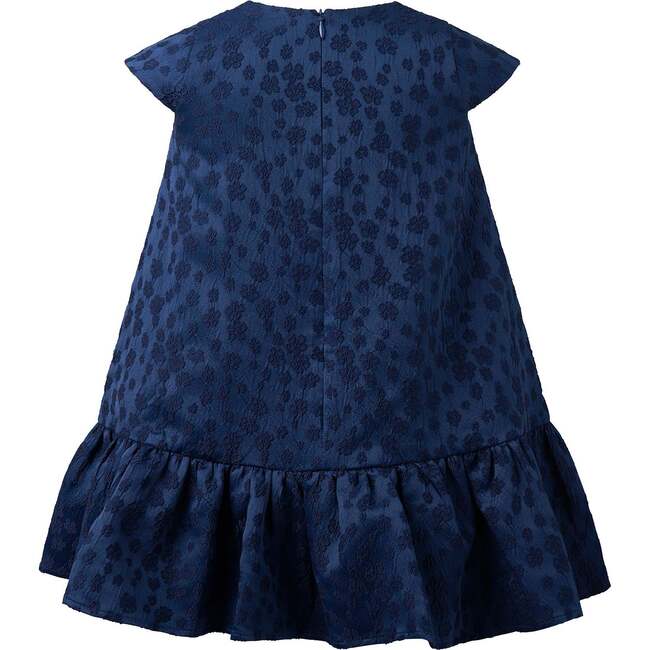 Petal Damask Drop Hem Dress, Navy - Dresses - 2