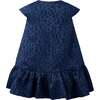 Petal Damask Drop Hem Dress, Navy - Dresses - 2