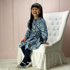 Long Sleeve Floral Button-Front Dress, Blue - Dresses - 3