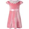 Lace Collar Velvet Dress, Pink - Dresses - 1 - thumbnail