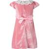 Lace Collar Velvet Dress, Pink - Dresses - 2