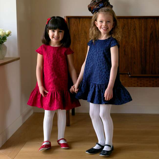 Petal Damask Drop Hem Dress, Red - Dresses - 4