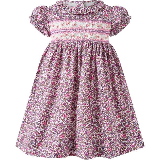 Floral Smocked Dress and Bloomers, Purple