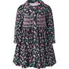 Floral Smocked Button Front Dress, Black - Dresses - 1 - thumbnail
