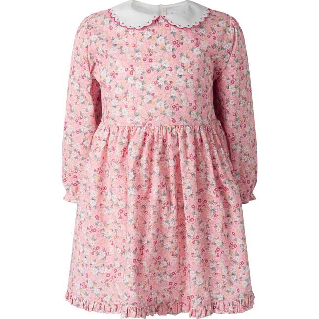 Floral Scalloped Collar Dress, Pink