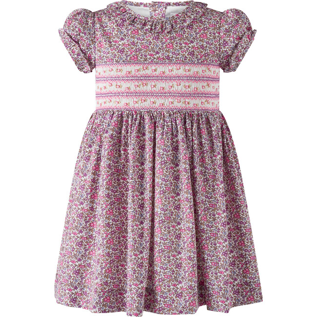 Floral SS Smocked Dress, Purple